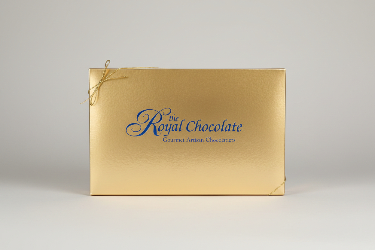 Gold Royal Chocolate gift box with ribbon